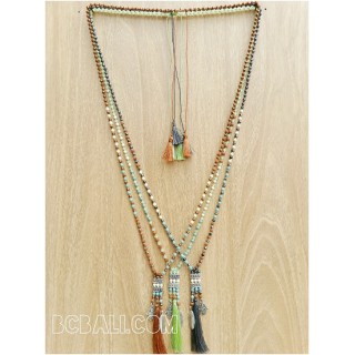 crystal beads tassels charms caps necklaces three color